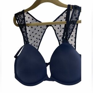 VICTORIAS SECRET | navy T-shirt bra w mesh back 34DD / 34E